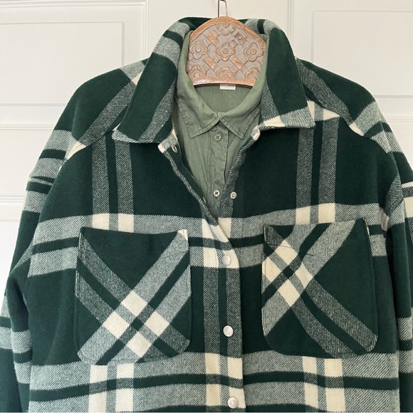 Zara Green & White Plaid Jacket/Overshirt , Sz L , Unisex - Picture 9 of 10